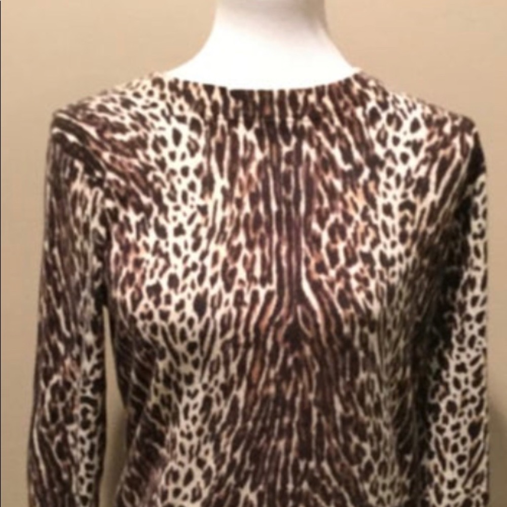 🌼 3/$18.00! J Crew cheetah print merino wool sweater size S